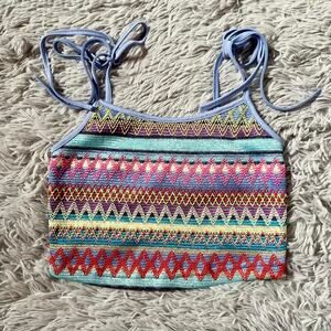 Colorful Knit Festival Bohemian Goddess Beachy Mermaid Fairy Cottage Core Crop